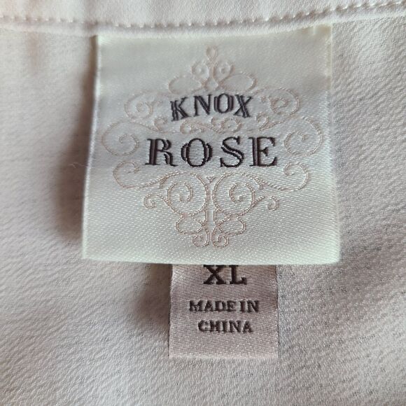 Knox Rose Womens XL Boho Embroidered Tribal Print Empire Waist Blouse Sheer - Picture 6 of 10